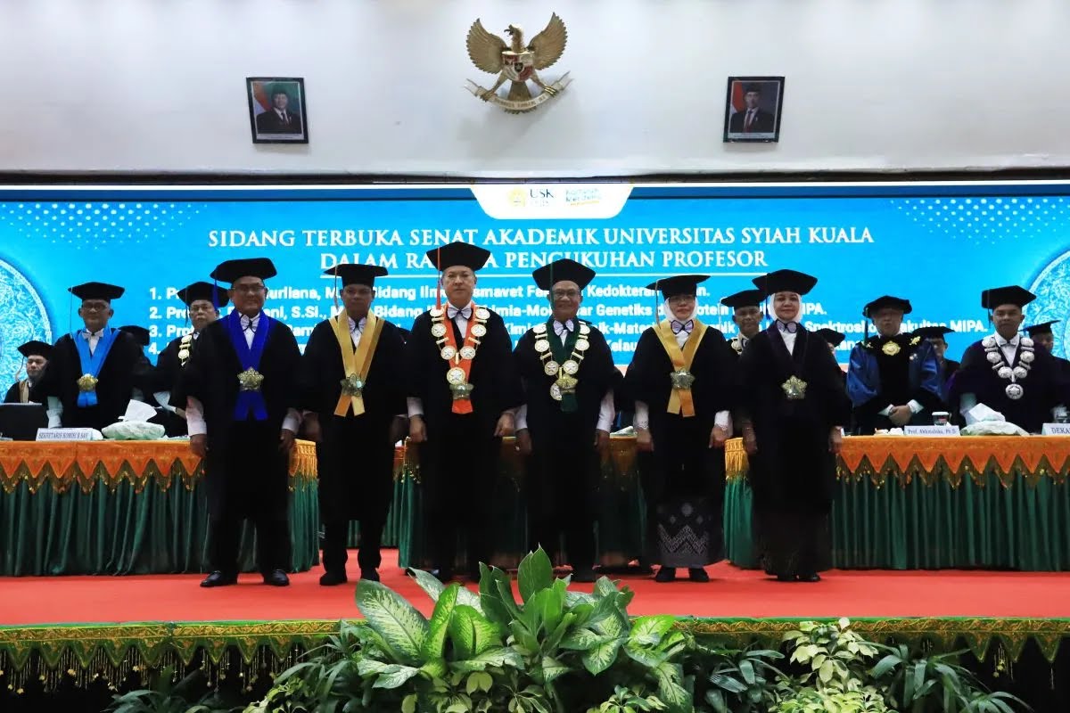 USK Banda Aceh Kukuhkan Empat Guru Besar, Dorong Inovasi dan Integritas Akademik