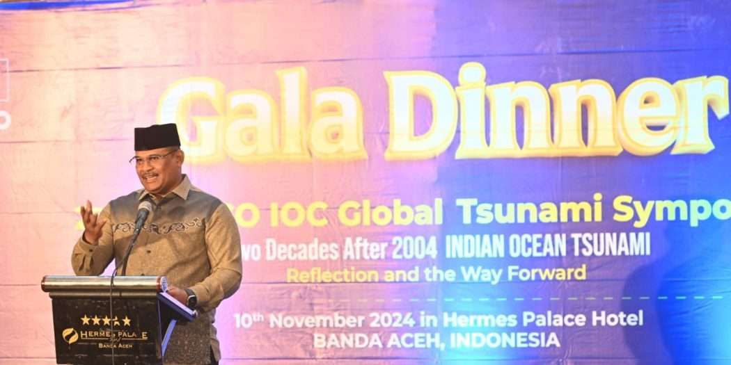 Pj Gubernur Aceh Ajak Dunia Tingkatkan Kesiapsiagaan Tsunami di Simposium Global. (Foto: Humas Aceh)