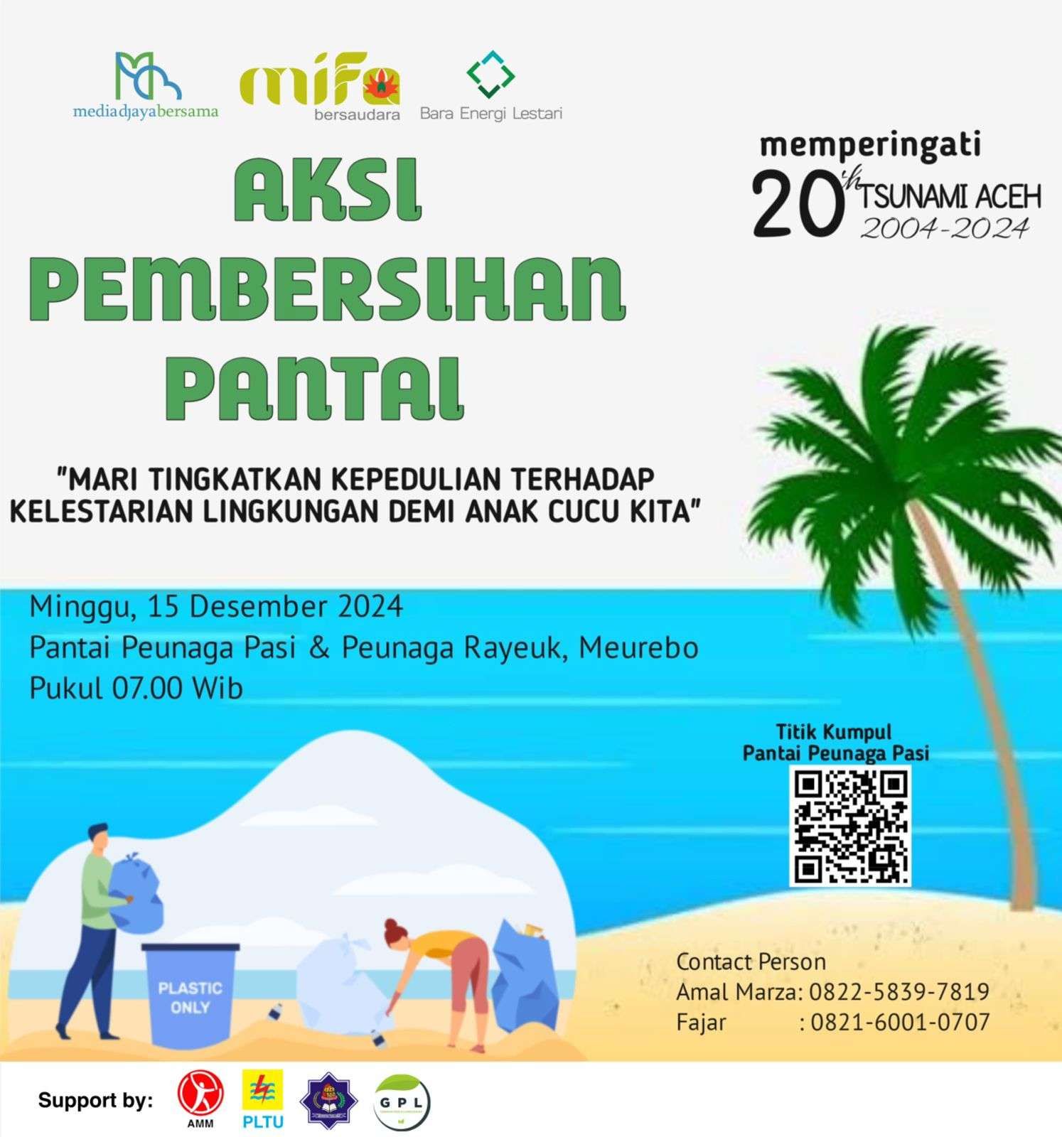 MIFA Gelar Aksi Bersih Pantai untuk Peringati 20 Tahun Tsunami Aceh. (Foto: RRI)