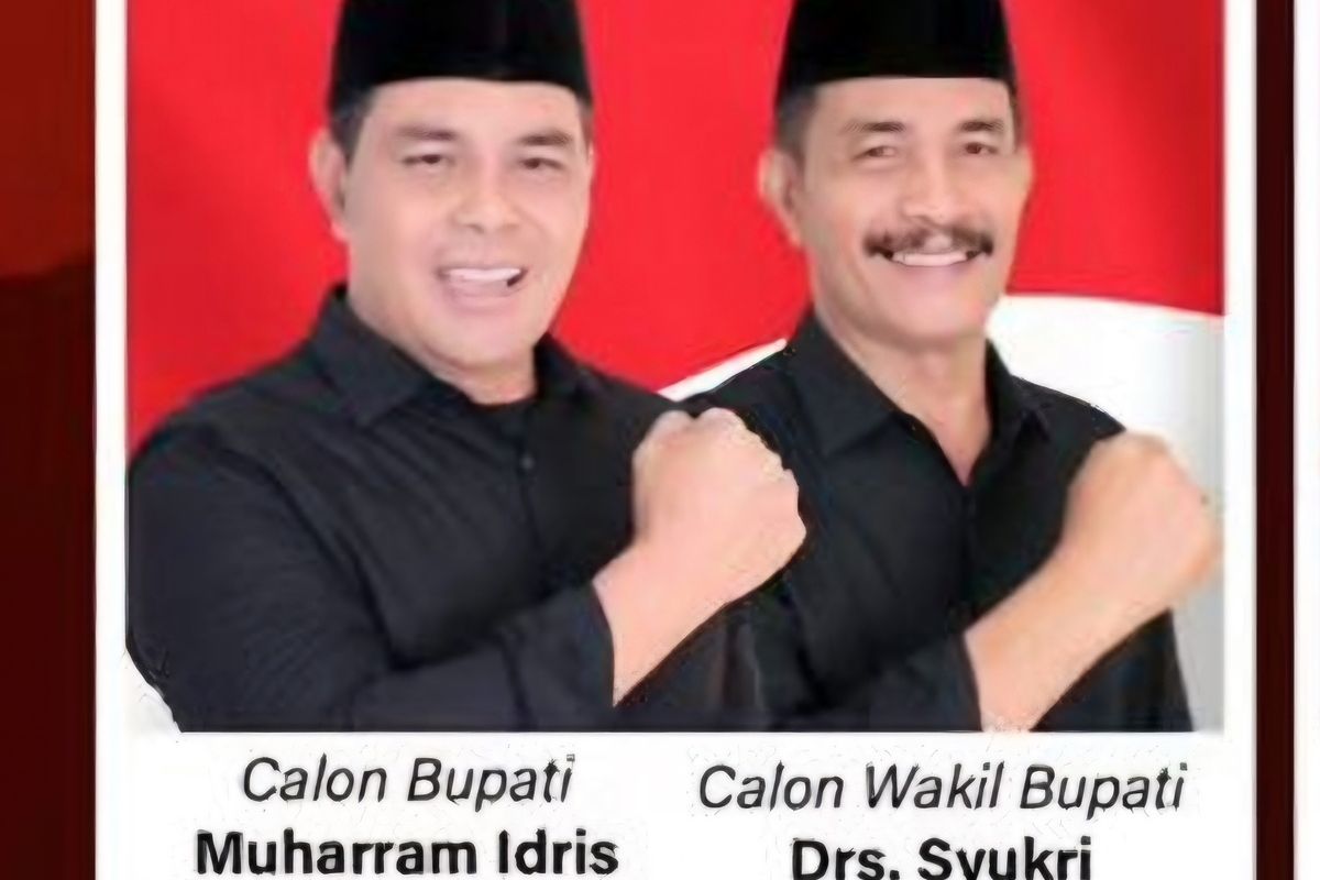 Pasangan calon bupati dan wakil bupati Aceh Besar nomor urut 1, Muharram Idris dan Syukri A Jalil. (Foto: KIP Aceh Besar)