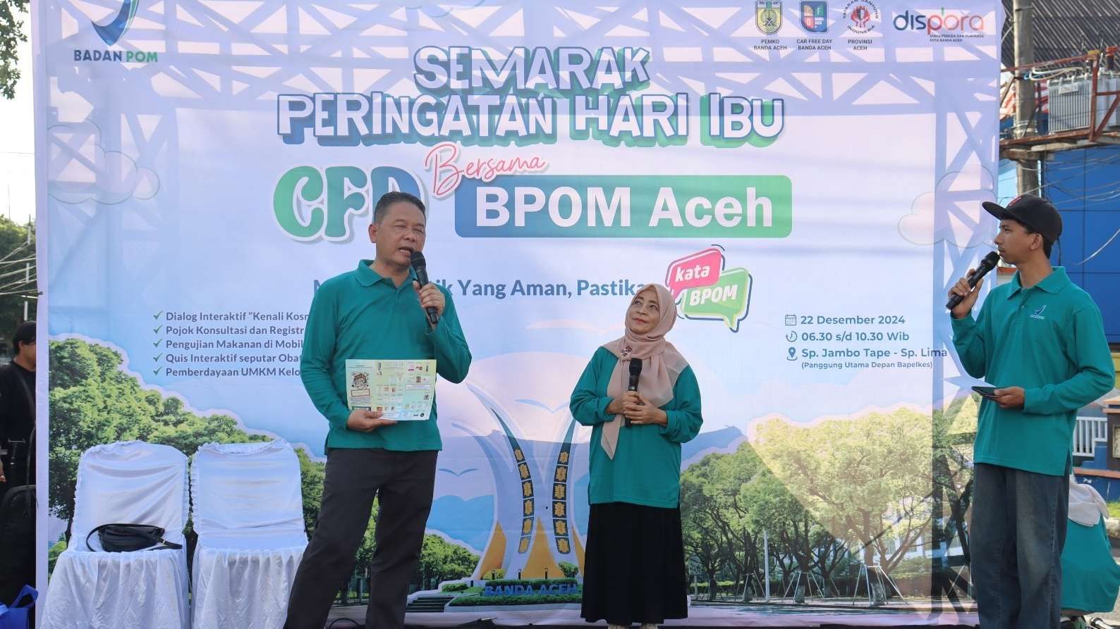 Memperingati Hari Ibu, Balai Besar Pengawas Obat dan Makanan (BPOM) Aceh menggelar acara edukasi di Car Free Day Banda Aceh (Foto: humas/bpom_aceh)