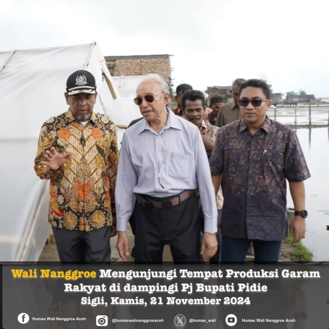 Paduka Yang Mulia Tgk. Malik Mahmud Al Haytar melakukan kunjungan kerja ke Kabupaten Pidie. (Foto: Humas LWN)