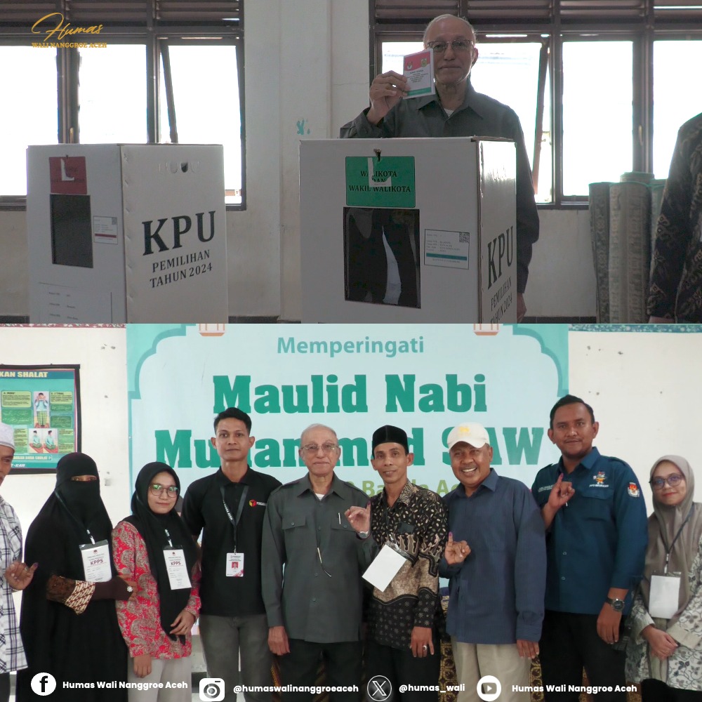 Wali Nanggroe Aceh Malik Mahmud Al Haythar Berikan Suara di Pilkada Serentak 2024. (Foto: Humas LWN)