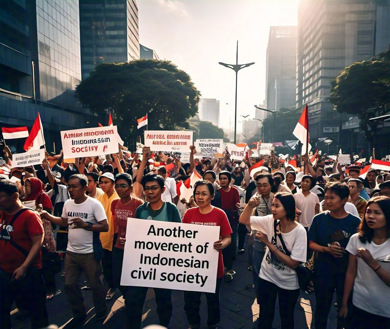 Ilustrasi Gerakan Masyarakat Sipil Indonesia. (Foto: META AI)