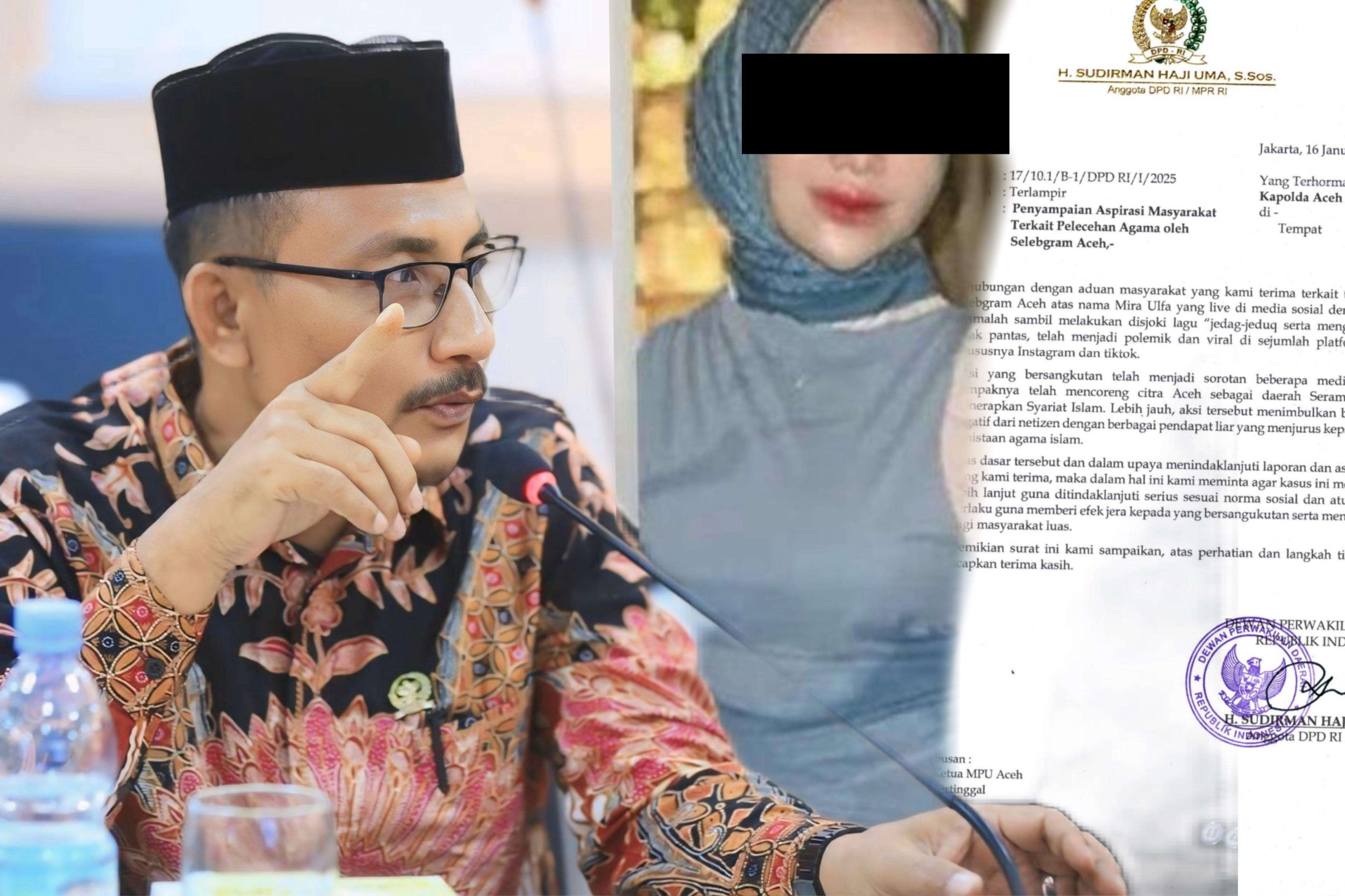 Terkait Pelecehan Agama oleh Selebgram Aceh, Haji Uma Surati MPU dan Polda Aceh. (Foto: RRI)