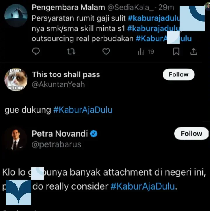 Fenomena #KaburAjaDulu ramai di platform X. (Foto: Finansialku.com)