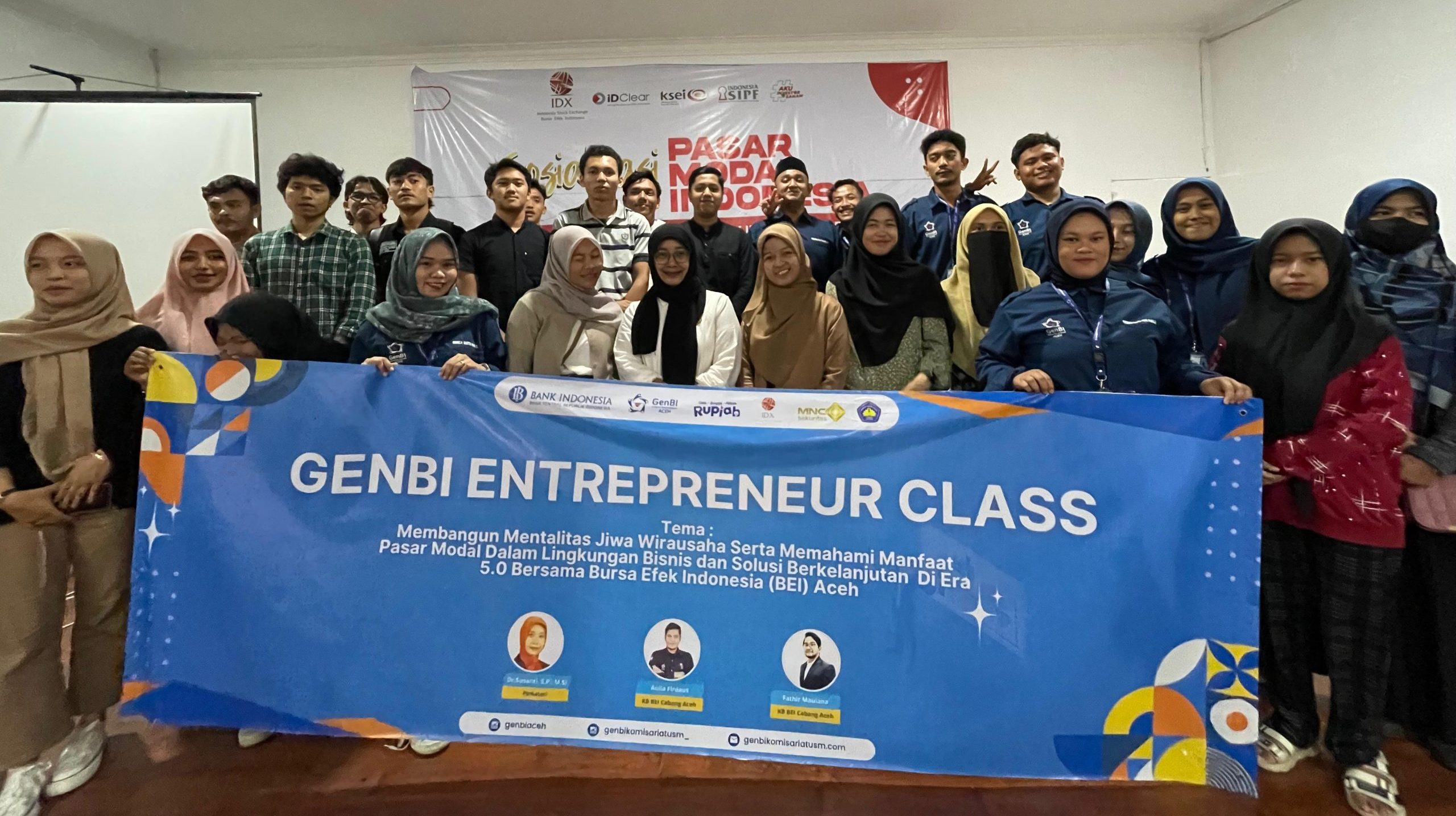 Kegiatan seminar "GenBI Entreprenuer Class" yang digagas oleh Divisi Kewirausahaan GenBI Komsat USM di Aula Kantor Perwakailan BEI Aceh, Banda Aceh, Jum'at 21 Februari 2025. (Foto: Nukilan/Rezi)