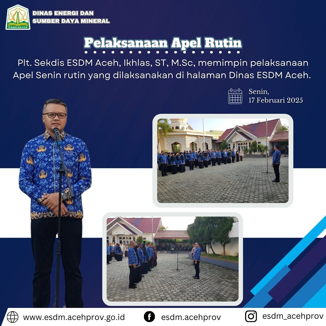 Plt. Kadis ESDM Aceh Pimpin Apel Rutin. (Foto: Dinas ESDM Aceh)