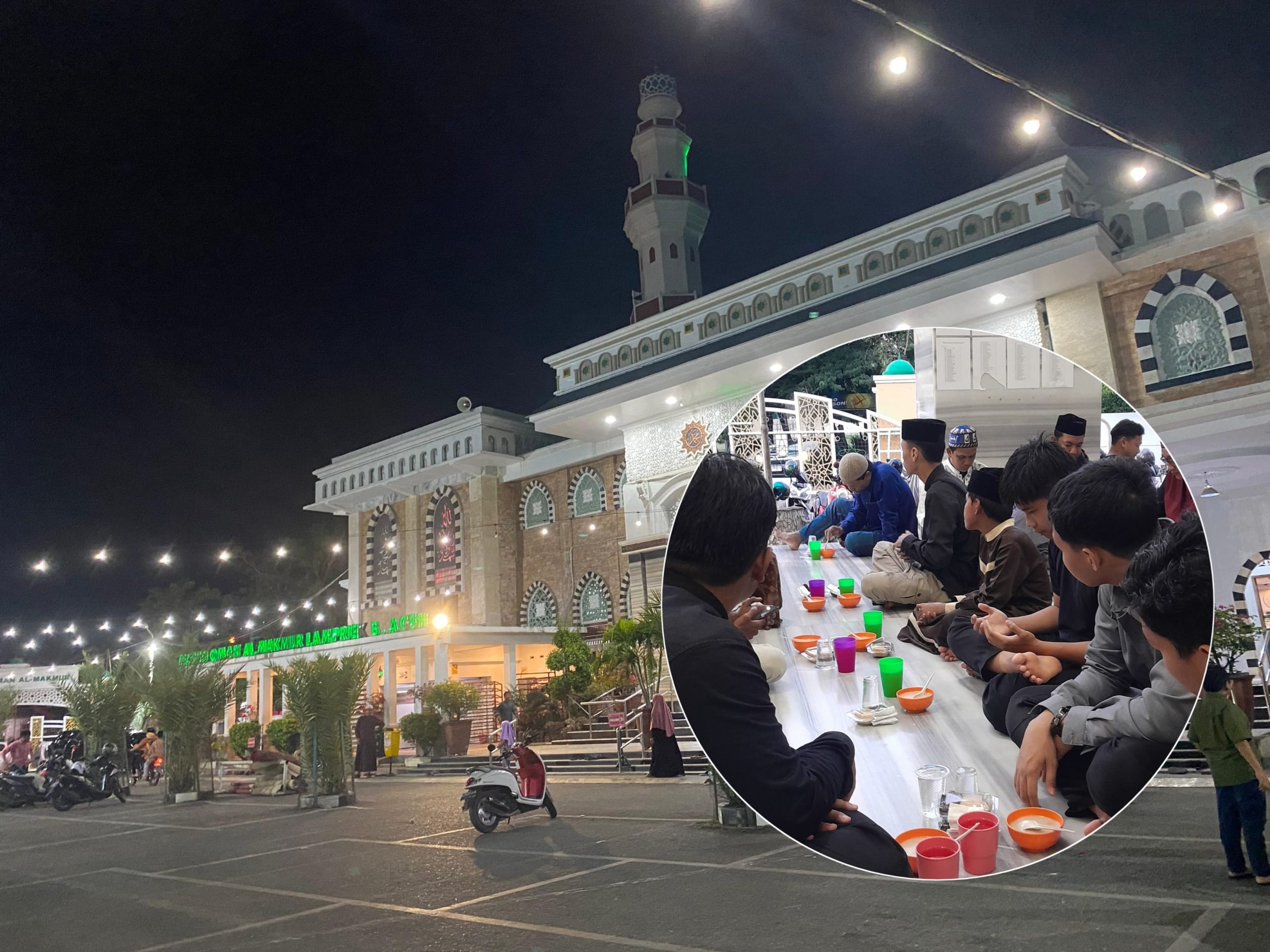 Masjid Oman Al-Makmur Banda Aceh Bagikan Ratusan Takjil Selama Ramadan. (Foto: Nukilan)