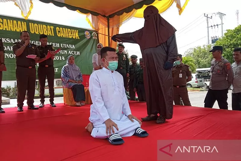 Ilustrasi terpidana yang dicambuk. (Foto: Antara)