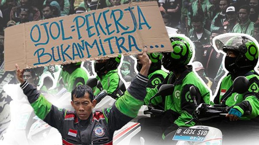Driver Ojol Tuntut THR Kepada Aplikator. (Foto: CNBC Indonesia)
