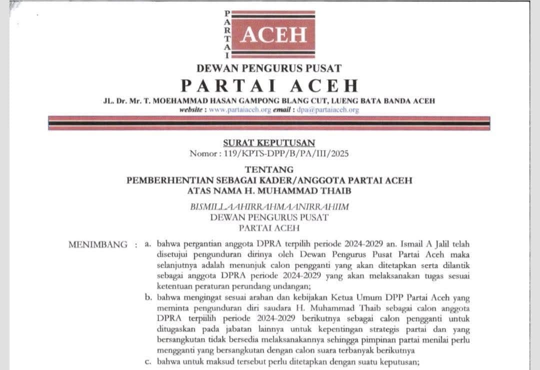 Surat Pemecatan Cek Mad. (Foto: Tangkapan Layar)