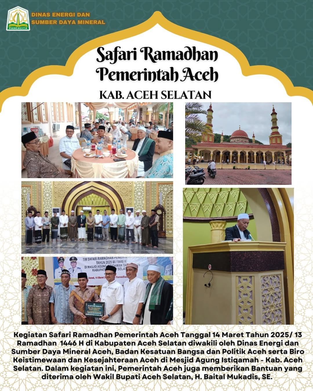Dinas ESDM Aceh Wakili Pemerintah Aceh dalam Safari Ramadan di Aceh Selatan. (Foto: ESDM Aceh)