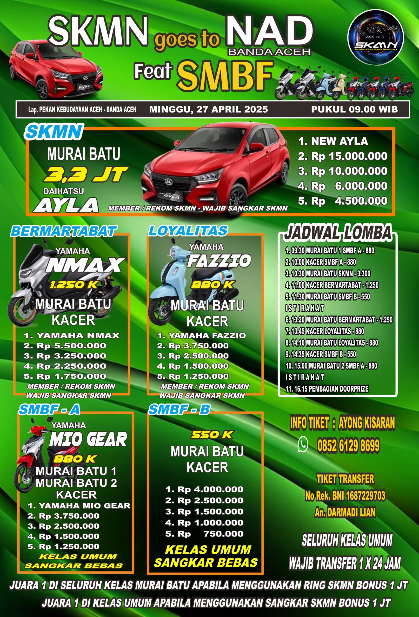 Lomba Burung Berkicau di Banda Aceh, Perebutkan Hadiah Ratusan Juta dan Satu Unit Mobil. (Foto: For Nukilan)