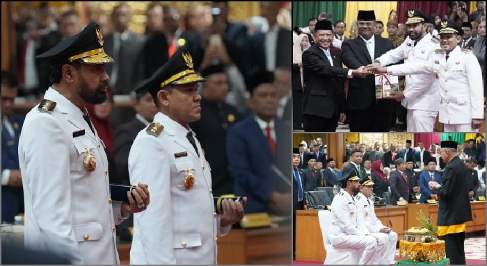Pelantikan Muzakir Manaf dan Fadhlullah Sebagai Gubernur dan Wakil Gubernur Aceh 2025-2030. (Foto: DPRA)