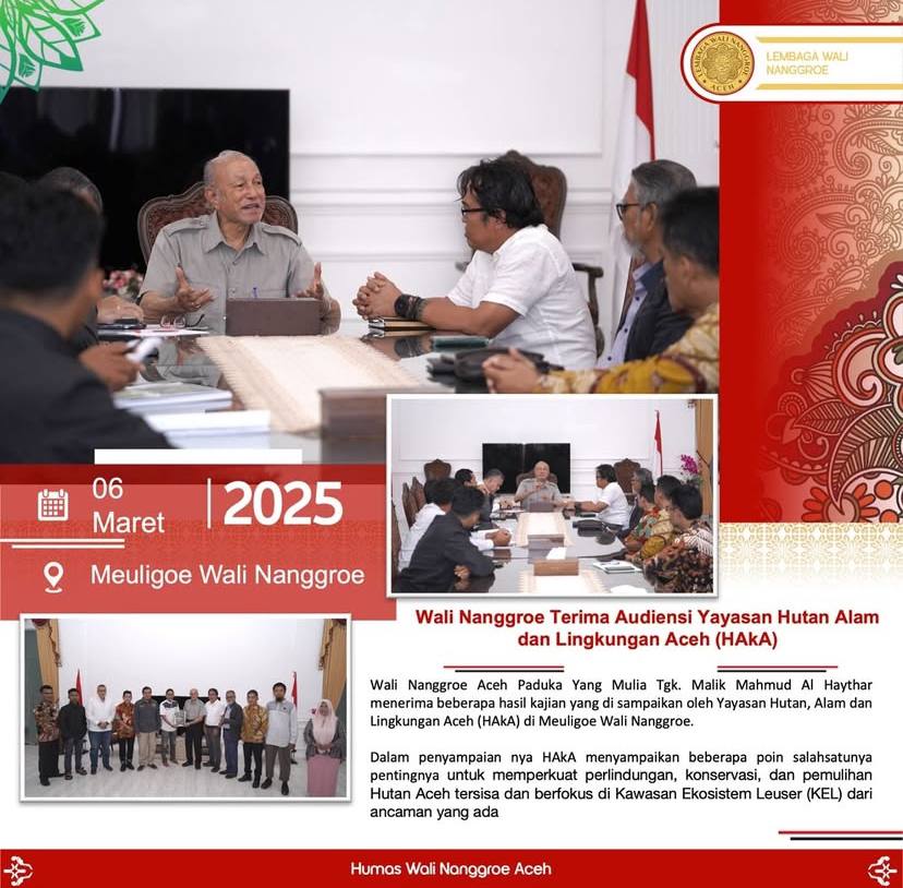 Wali Nanggroe Terima Audiensi Yayasan HAkA. (Foto: LWN)
