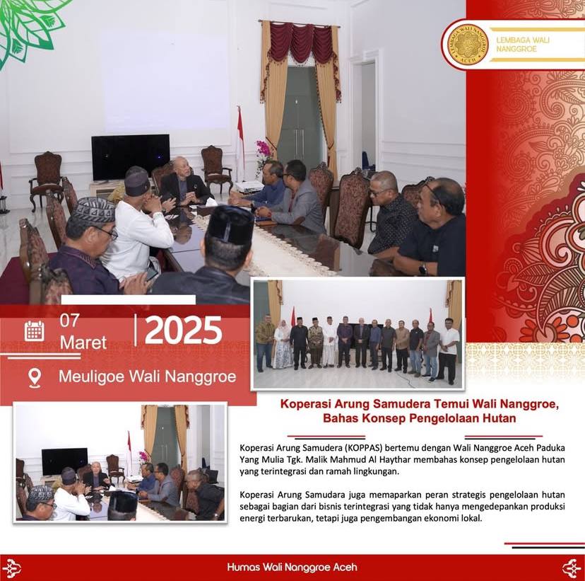 Wali Nanggroe Terima Audiensi Koperasi Arung Samudera. (Foto: LWN)