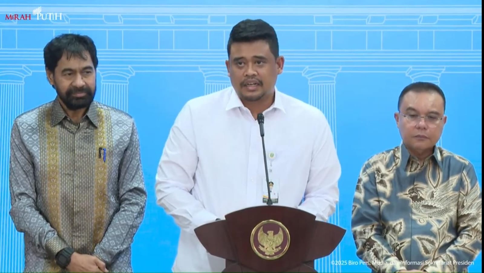 Bobby Nasution dalam konferensi pers di Istana Kepresidenan. (Foto: Tangkapan Layar)