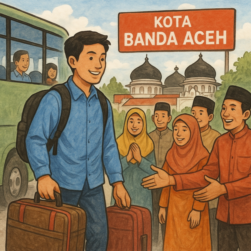 Ilustrasi Pendatang di Kota Banda Aceh. (Foto: ChatGPT)