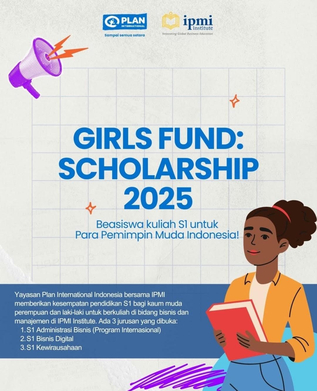 Beasiswa Girls Fund Scholarship 2025. (Foto: IG Plan Indonesia)
