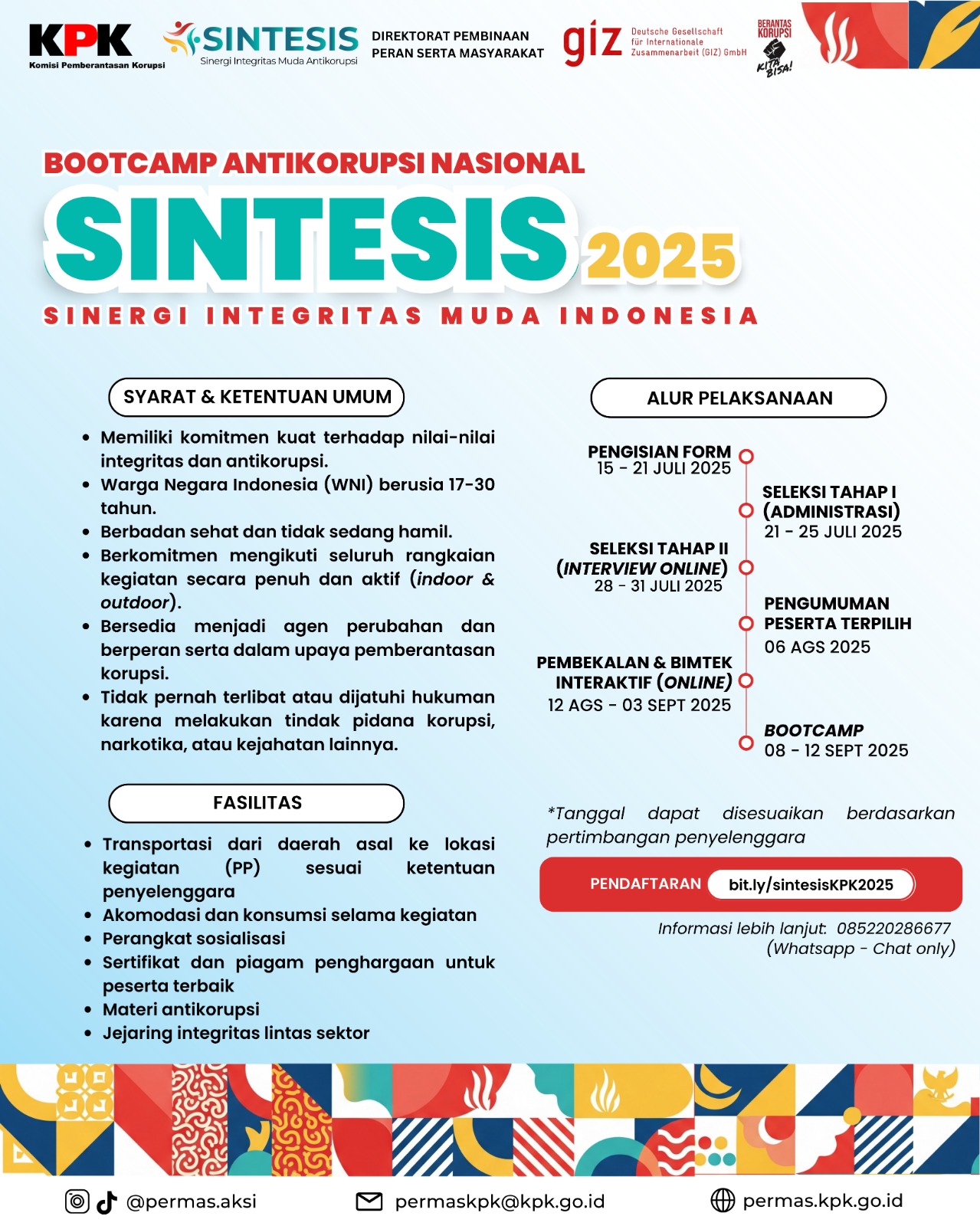 Poster Sinergi Integritas Muda Indonesia atau SINTESIS 2025. (Foto: Instagram @permas.aksi)