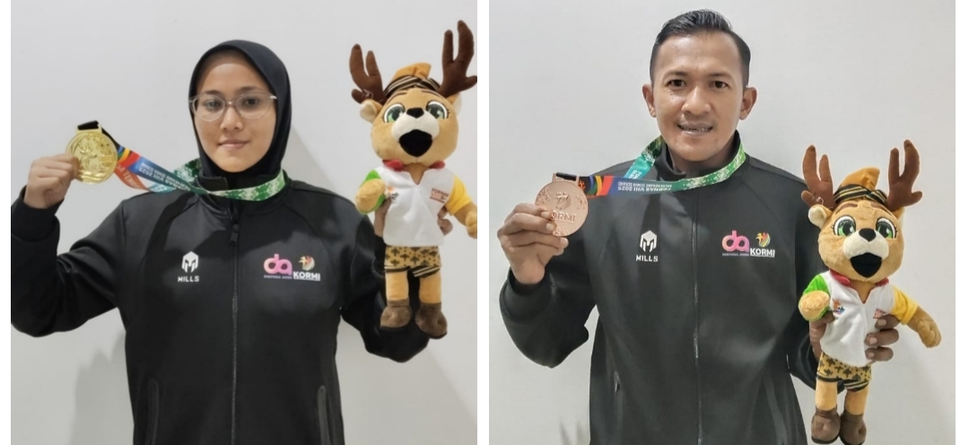 Dua Atlet KPSN Aceh Aceh Tamiang yang meraih medali Emas dan Perunggu dalam ajang Fornas 2025 di NTB. (Foto : For KabarTamiang.com)