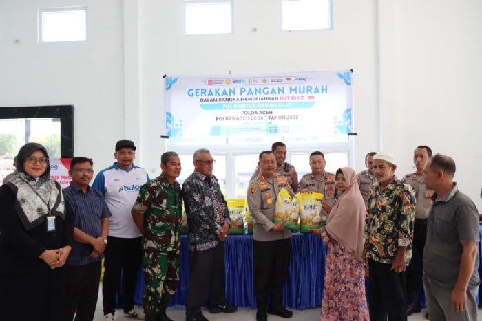 Polres Aceh Besar Launching Gerakan Pangan Murah Serentak Meriahkan HUT ke-80 RI. (Foto: RRI)