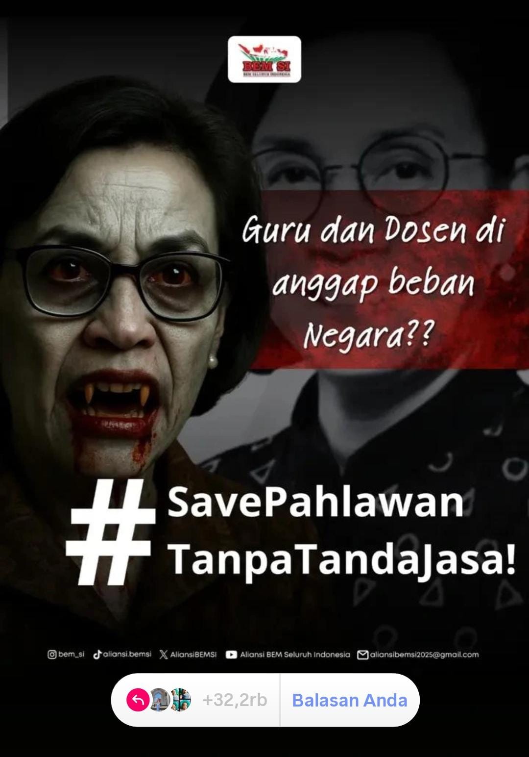 Tangkapan Layar Poster #SavePahlawanTanpaTandaJasa. (Foto: Nukilan)