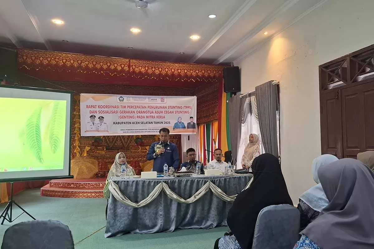 Wakil Bupati Aceh Selatan Baital Mukadis pada rapat koordinasi stunting di Aceh Selatan, Jumat (1/8/2025). (Foto: ANTARA/HO-Diskominfo Aceh Selatan)