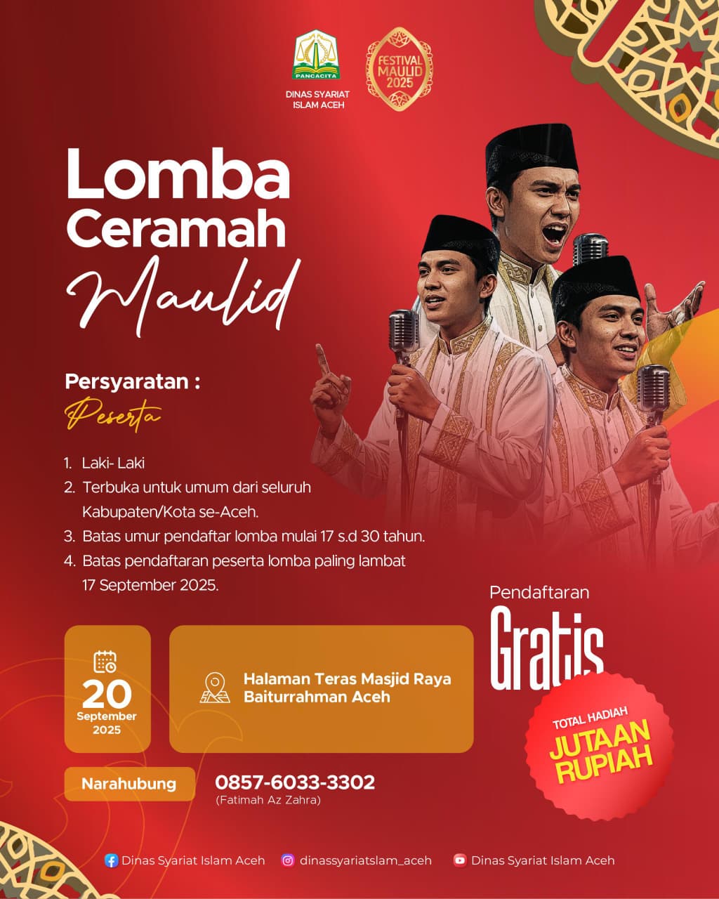 Poster Lomba Ceramah Maulid DSI Aceh. (Foto: DSI Aceh)