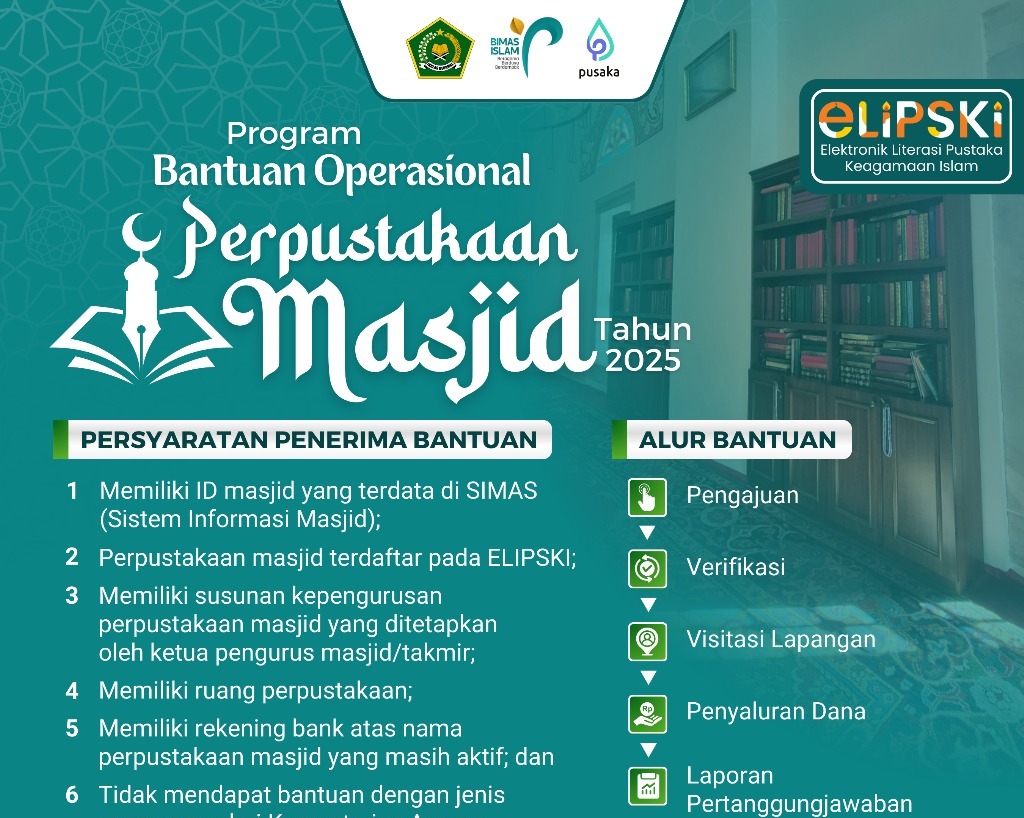 Dana bantuan operasional untuk perpustakaan masjid pada tahun 2025. (Foto: tangkapan layar)