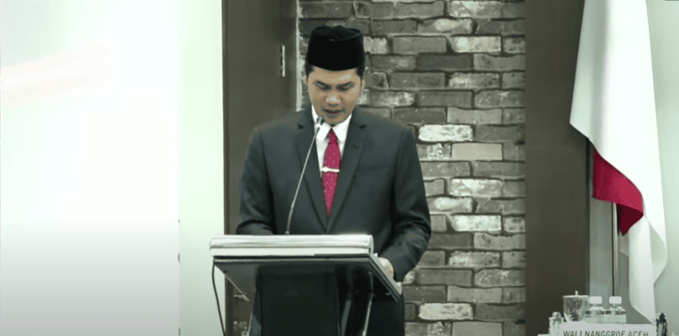 Sekretaris Daerah Aceh, M Nasir dalam Rapat Paripurna DPRA Tahun 2025 yang membahas jawaban gubernur atas pendapat Badan Anggaran DPRA terkait APBA Perubahan 2025 di Gedung DPRA, Banda Aceh, Senin (29/9/2025). (Foto: Dok DPRA)