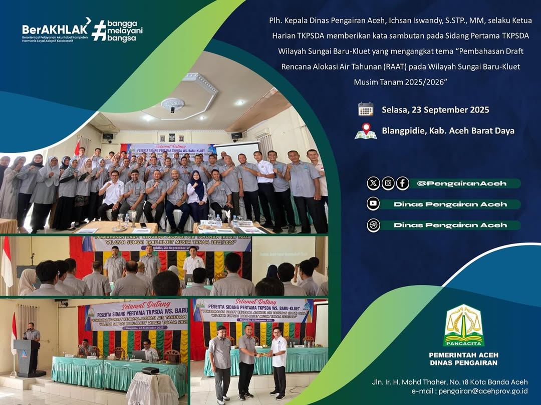 Dinas Pengairan Aceh Gelar Sidang Pertama TKPSDA Wilayah Sungai Baru–Kluet. (Foto: Dinas Pengairan Aceh)