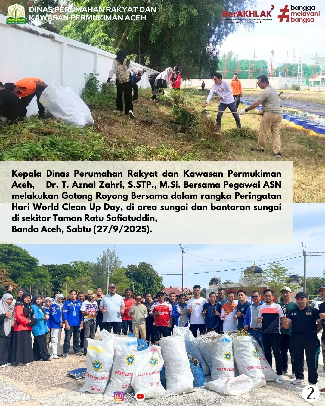 Dinas Perkim Aceh Gelar Gotong Royong Peringati World Clean Up Day