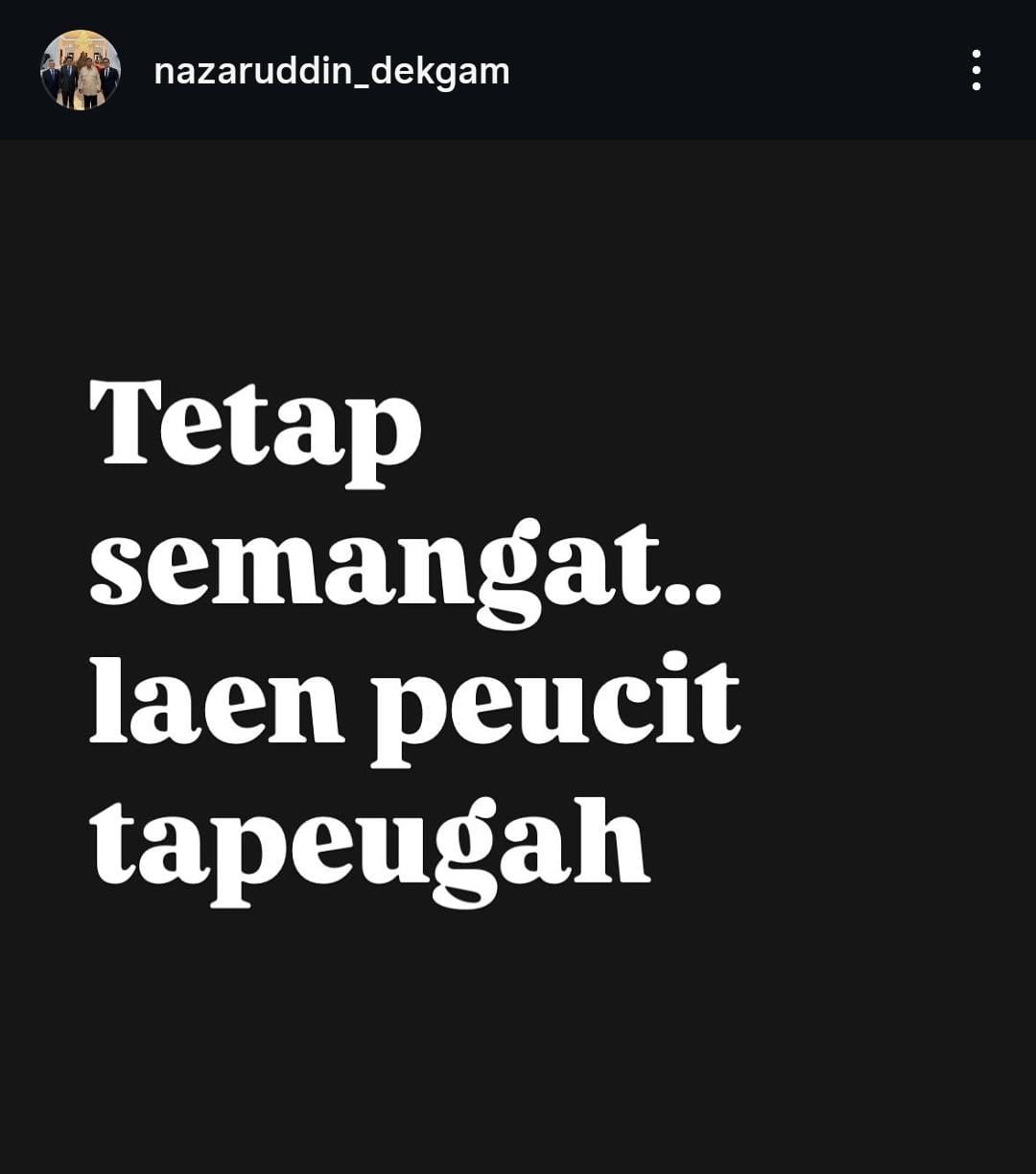 Unggahan Presiden Persiraja, Nazaruddin Dek Gam Pada Instagram Pribadinya Usai pertandingan. (Foto: Tangkapan Layar)