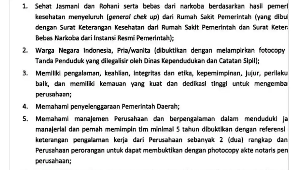 Pengumuman seleksi terbuka bakal calon anggota Direksi PT Arah Maju Produktif periode 2025 - 2030. (Foto: SS NUKILAN)