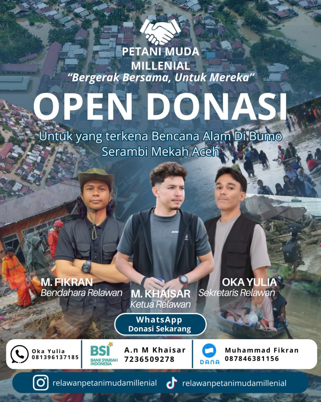Relawan Petani Muda Millenial (RPMM) kembali membuka program penggelangan donasi dalam rangka aksi pemuda peduli bencana alam Aceh 2025. (Foto: For Nukilan)