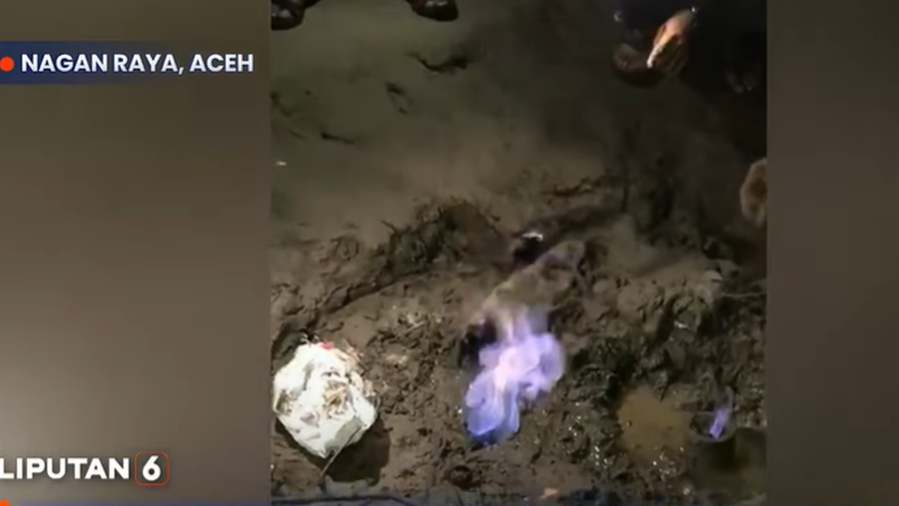 10 Titik Gas Muncul dari Dalam Tanah di Nagan Raya. (Foto: SCTV)