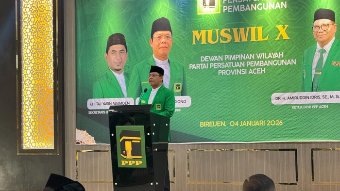 Ketua Umum DPP PPP Muhamad Mardiono secara resmi membuka Musyawarah Wilayah (Muswil) X DPW PPP Aceh. (Foto: Dok.Istimewa)