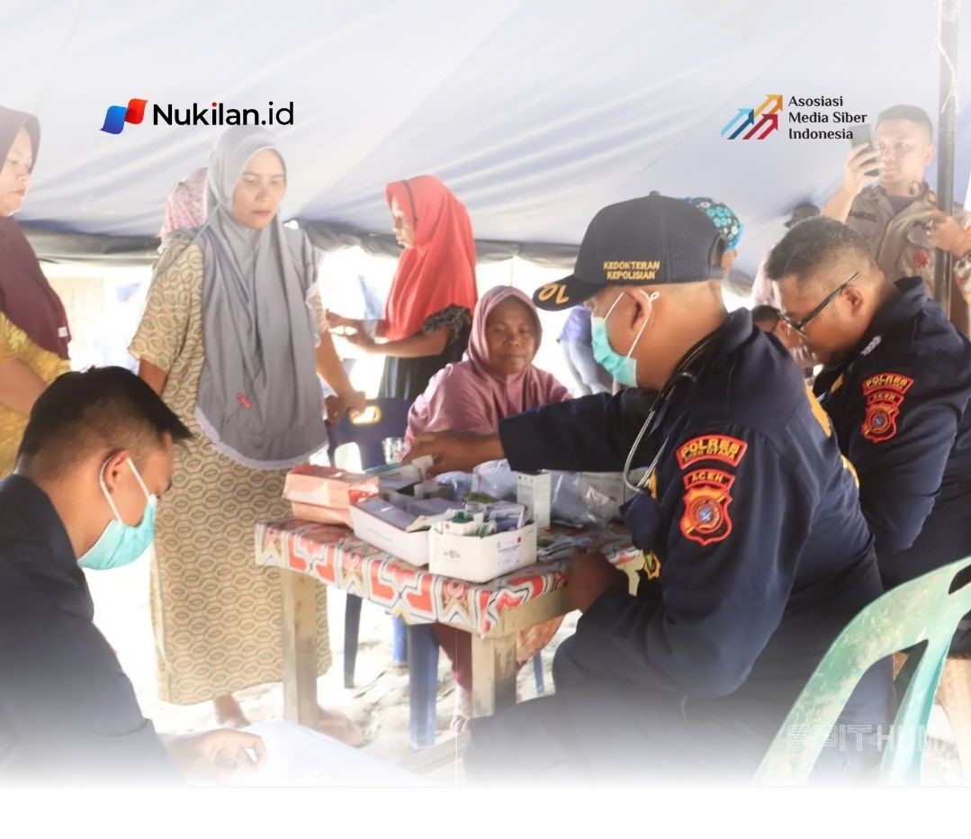 Mahasiswa STIK Angkatan 83 Gelar Pengobatan Gratis bagi Warga Bukit Linteung, Aceh Utara. (Foto: Nukilan/Mediahub Polri)