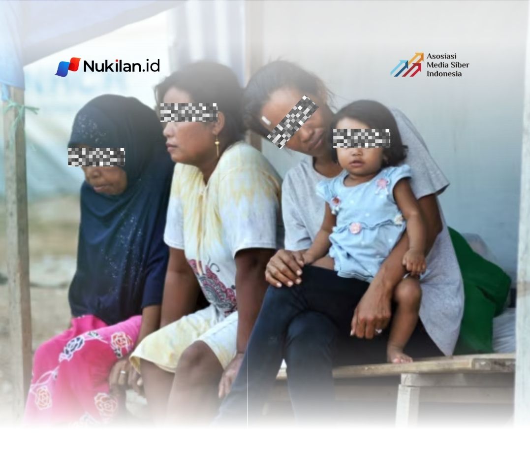 Ilustrasi perempua dan anak saat bencana. (Foto: AFP)