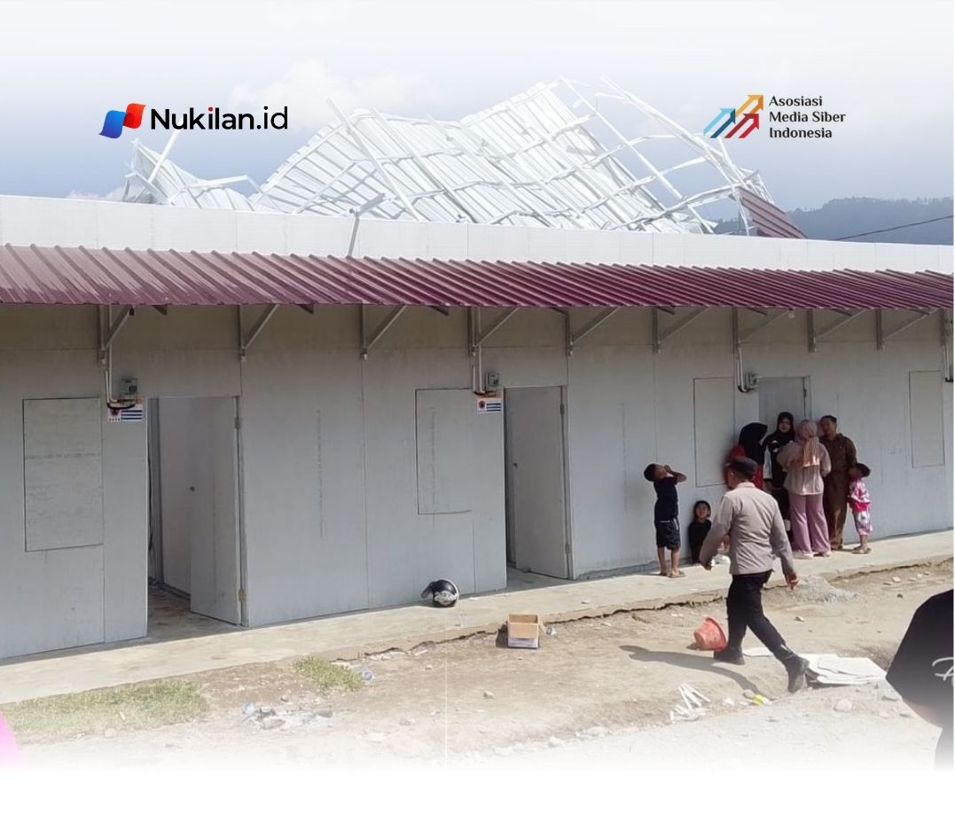 Sejumlah bangunan di Huntara Kute Kering, Kabupaten Bener Meriah, Aceh, Rusak Akibat Diterjang Angin Kencang, Selasa (24/3/2026). (Foto: Syah Antoni)