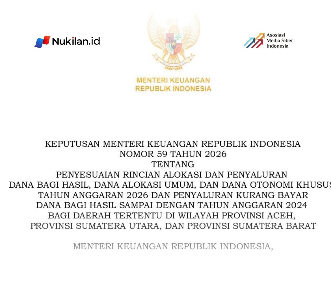 Screen Capture salinan surat Keputusan Menteri Keuangan. (Foto: Dok Lintasgayo)