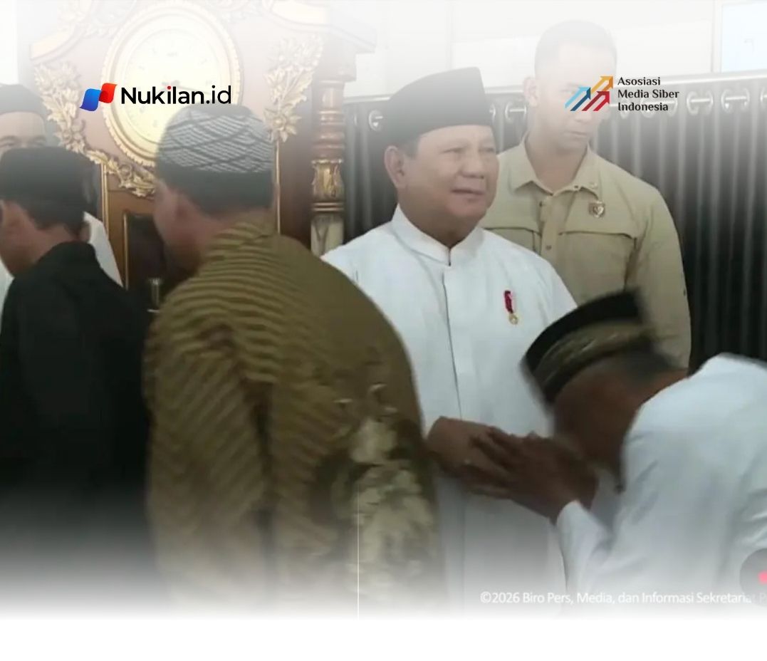 Presiden Prabowo saat merayakan Hari Raya Idul Fitri 1447 Hijriah bersama warga Kampung Simpang, Karang Baru, Kabupaten Aceh Tamiang, Sabtu (21/3/2026). (Foto: Tangkapan Layar)