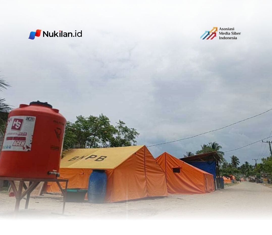 Tenda pengungsian di Desa Lhok Puuk, Kecamatan Seunuddon, Aceh Utara, Senin (30/3/2026)(FOTO: KOMPAS.COM/MASRIADI SAMBO)