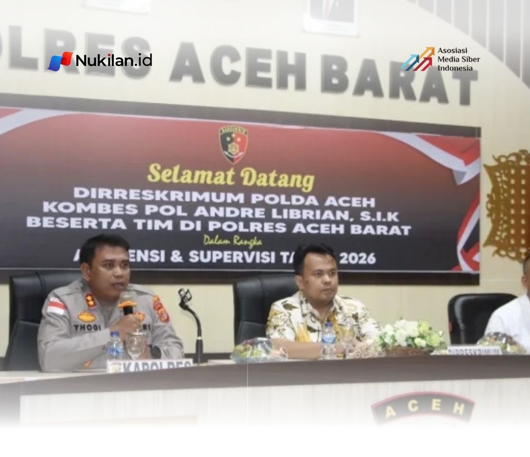 Direktur Reserse Kriminal Umum (Dir Reskrimum) Polda Aceh melaksanakan kunjungan kerja dalam rangka supervisi dan asistensi fungsi Reserse Kriminal Umum di Polres Aceh Barat, Jumat, 24 April 2026. (Foto Humas Polres Aceh Barat)