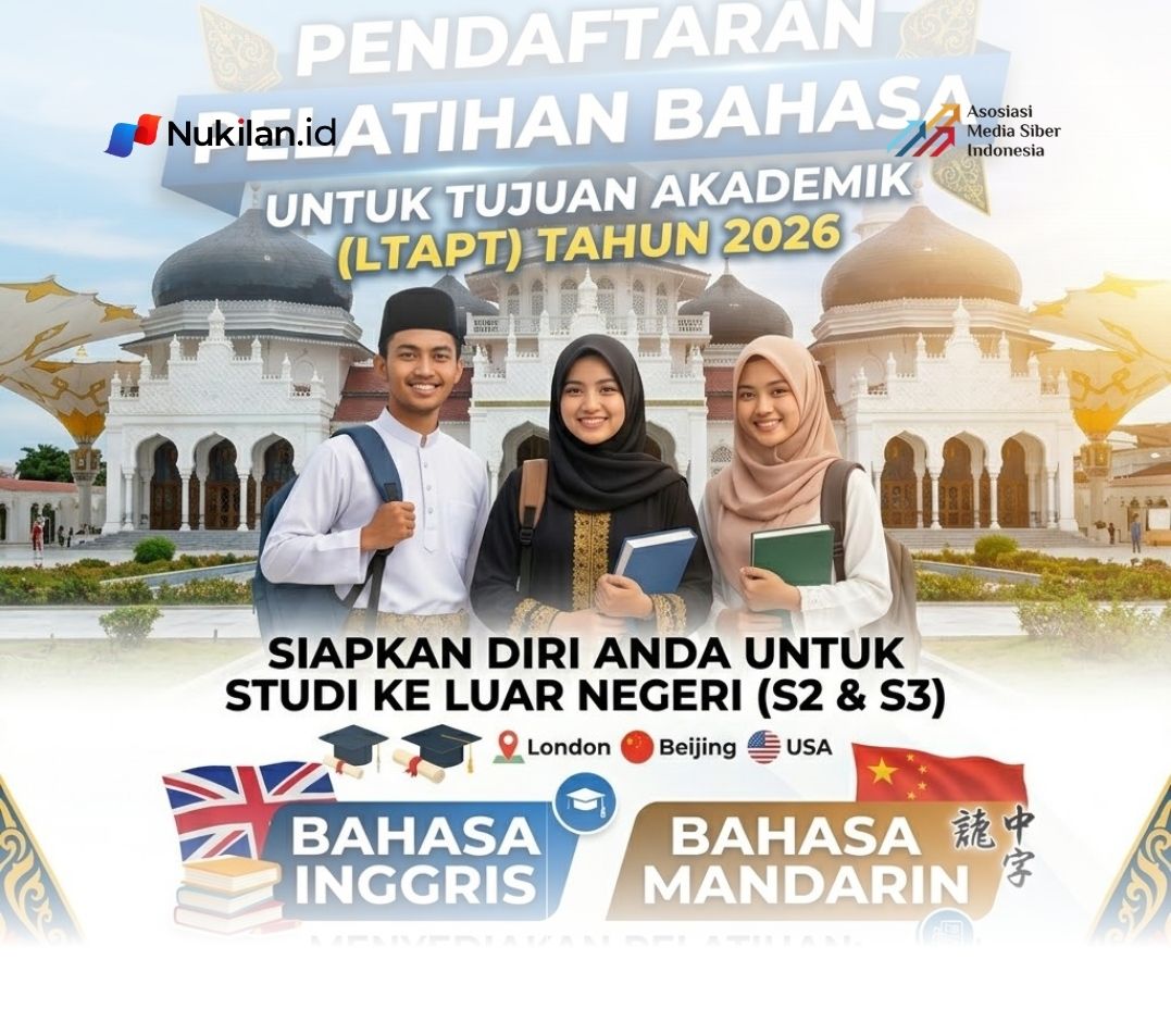 Pemerintah Aceh melalui Badan Pengembangan Sumber Daya Manusia (BPSDM) Aceh membuka pendaftaran Pelatihan Bahasa untuk Tujuan Akademik (LTAPT) tahun 2026 bagi putra-putri Aceh yang ingin melanjutkan studi S2 dan S3 ke luar negeri melalui program beasiswa. (Foto: Gemini AI)