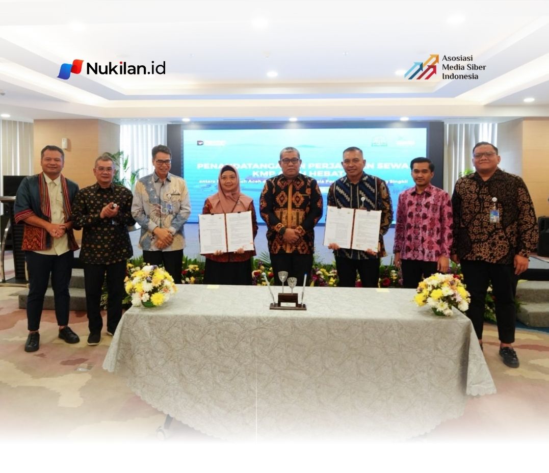 Penandatanganan dilakukan Kepala Dinas Perhubungan Aceh, T. Faisal ST, MT, bersama Direktur Operasi dan Transformasi ASDP, Rio Theodore Natalianto Lasse, di Jakarta, Selasa (7/4/2026). (Foto: For Nukilan)