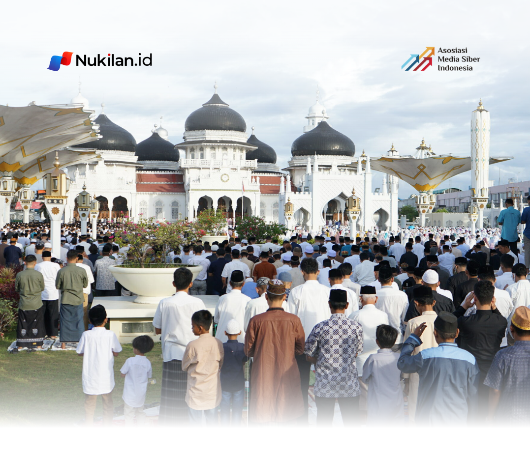 Jemaah Shalat Idul Fitri 1443 H di Masjid Raya Baiturrahman, Banda Aceh. (Foto: Nukilan/Rezi)
