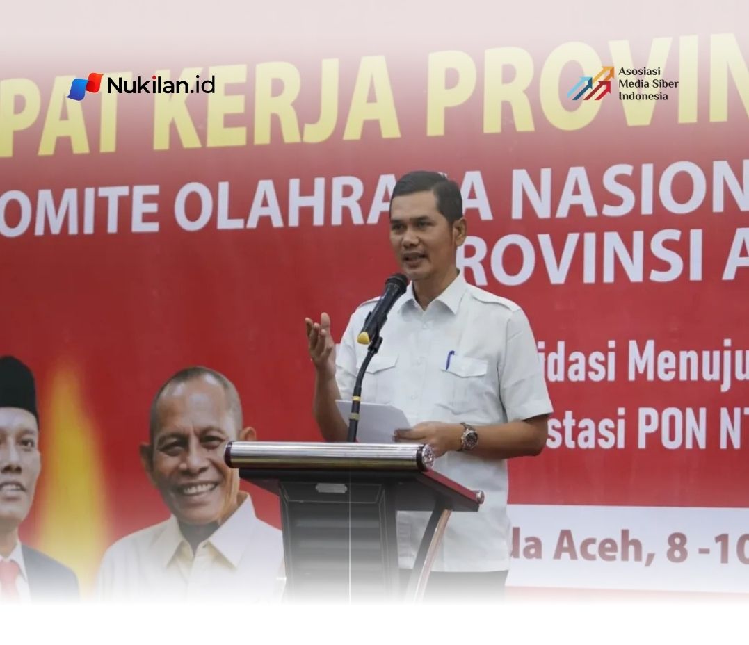 Sekretaris Daerah Aceh, M Nasir Syamaun, saat membuka Rapat Kerja Provinsi Komite Olahraga Nasional Indonesia Tahun 2026 di Banda Aceh, Jumat (8/5/2026). (Foto: Biro Adpim)